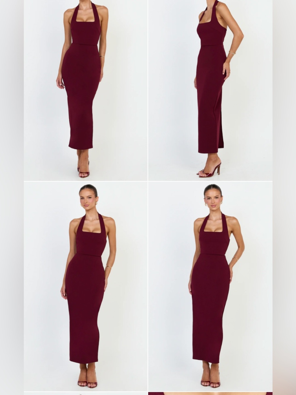 Showpo Halter Midi Dress in Burgundy